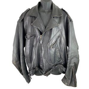 Vulcan Motorcycles Ripples Black Belted Lined Motorcycle Jacket Mens Size Large